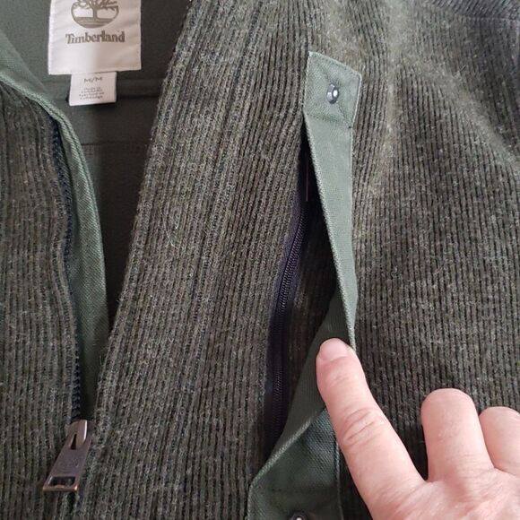 Timberland Jacket Mens Medium Ribbed Wool Blend Fleece Lined Mock Neck Jacket - Picture 5 of 8